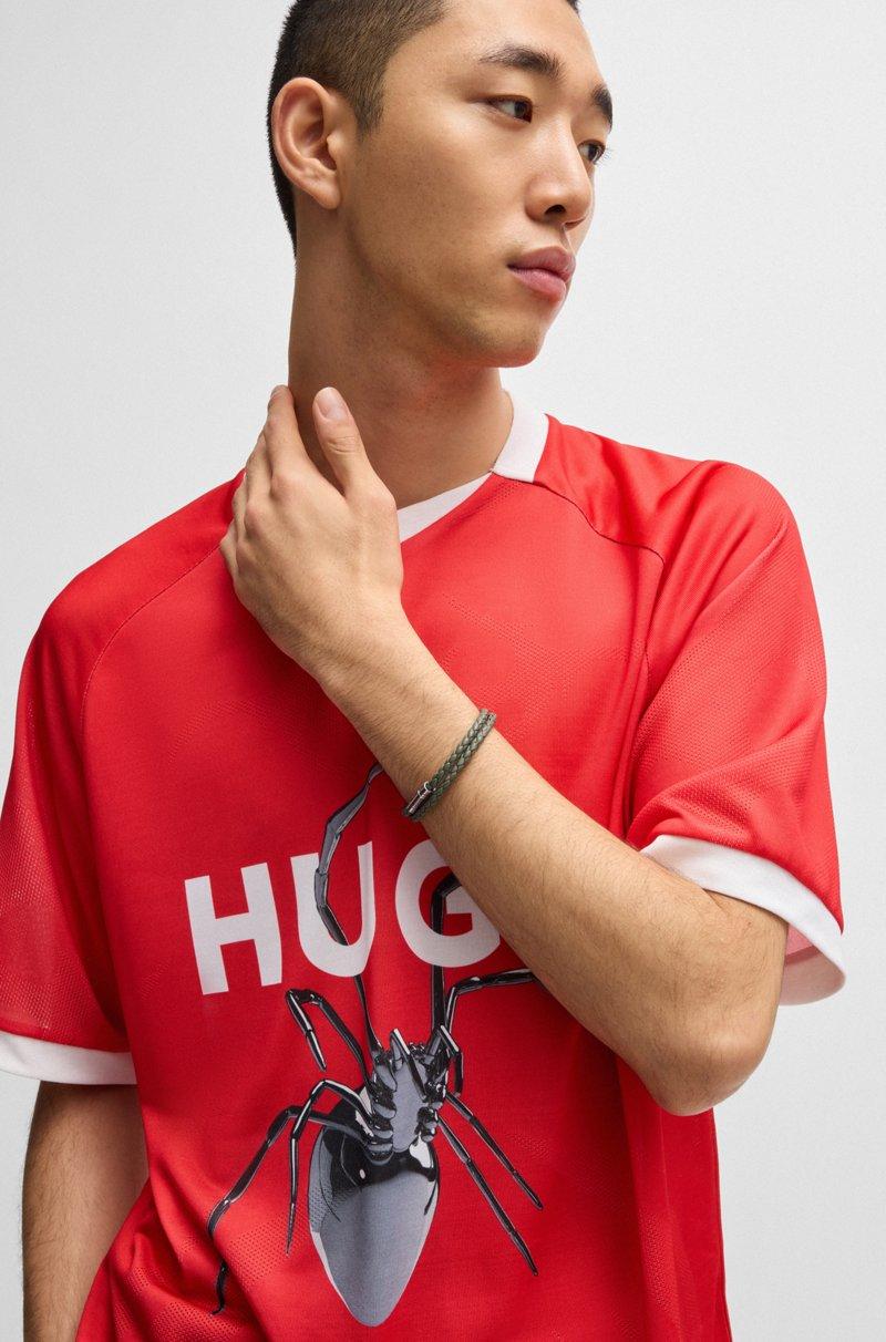 Hugo Boss Brazalete Doble De Piel Trenzada Con Cierre De La Marca