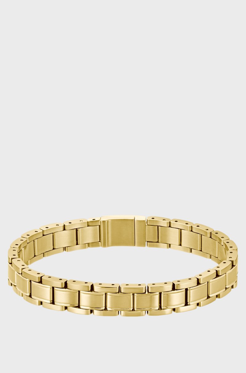 Hugo Boss Brazalete Dorado Con Eslabones Cepillados