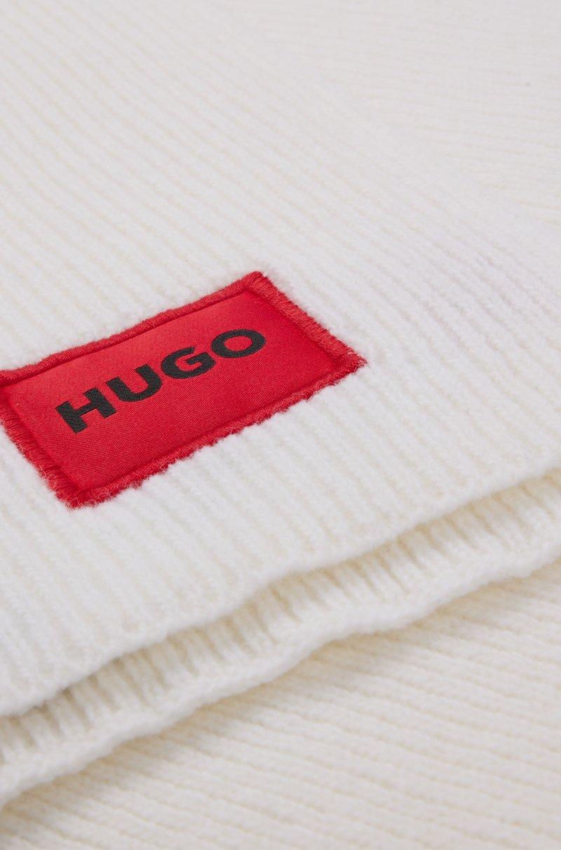 Hugo Boss Bufanda De Canalé Con Etiqueta Con Logo Roja
