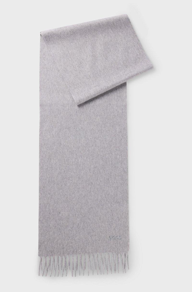 Hugo Boss Bufanda de cashmere italiano con flecos y logo bordado
