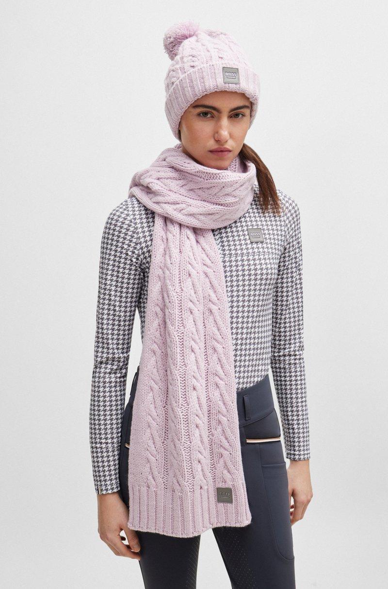 Hugo Boss Bufanda De Equitación En Punto Trenzado Con Parche De Logo