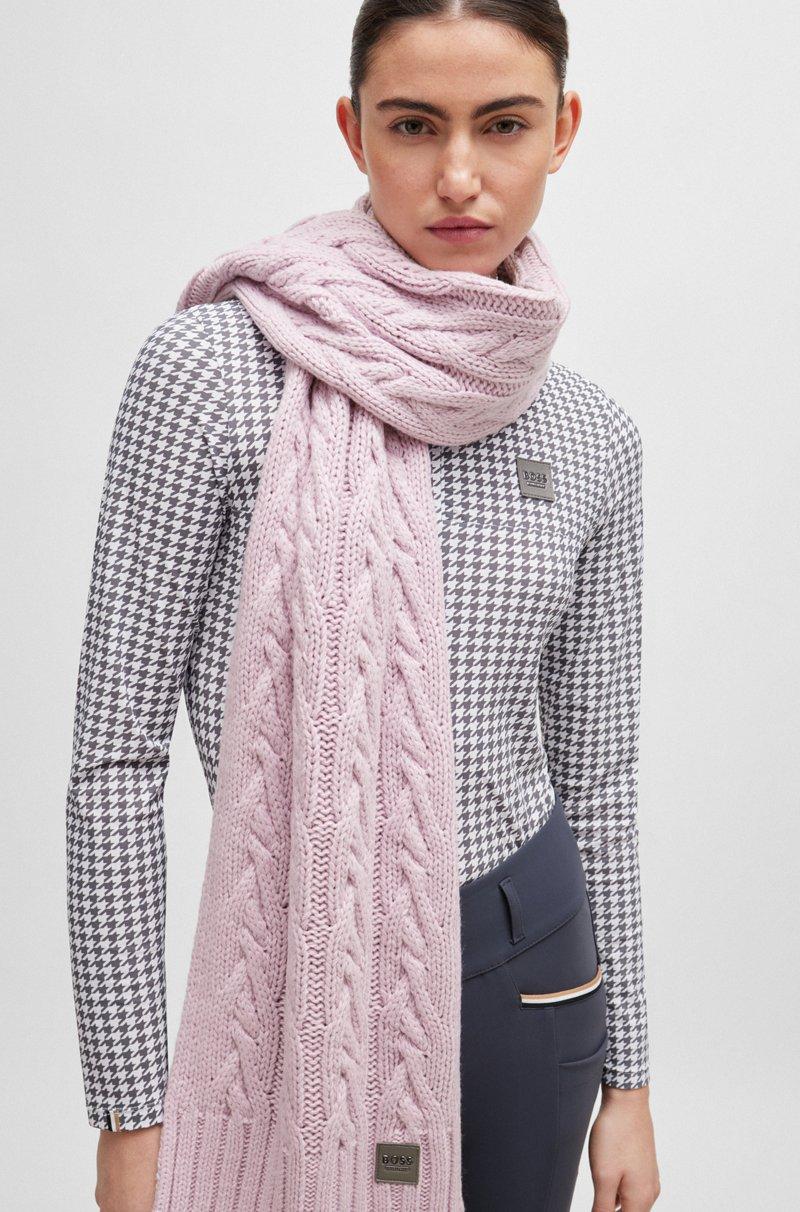 Hugo Boss Bufanda De Equitación En Punto Trenzado Con Parche De Logo