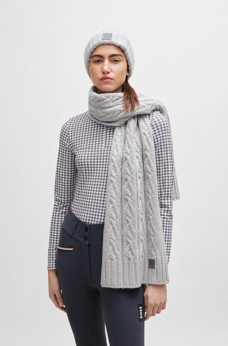 Hugo Boss Bufanda De Equitación En Punto Trenzado Con Parche De Logo