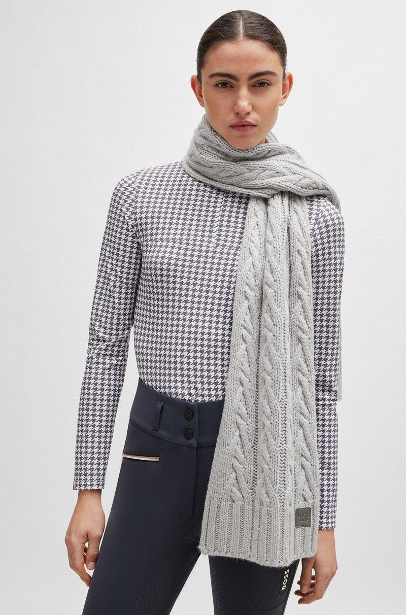 Hugo Boss Bufanda De Equitación En Punto Trenzado Con Parche De Logo