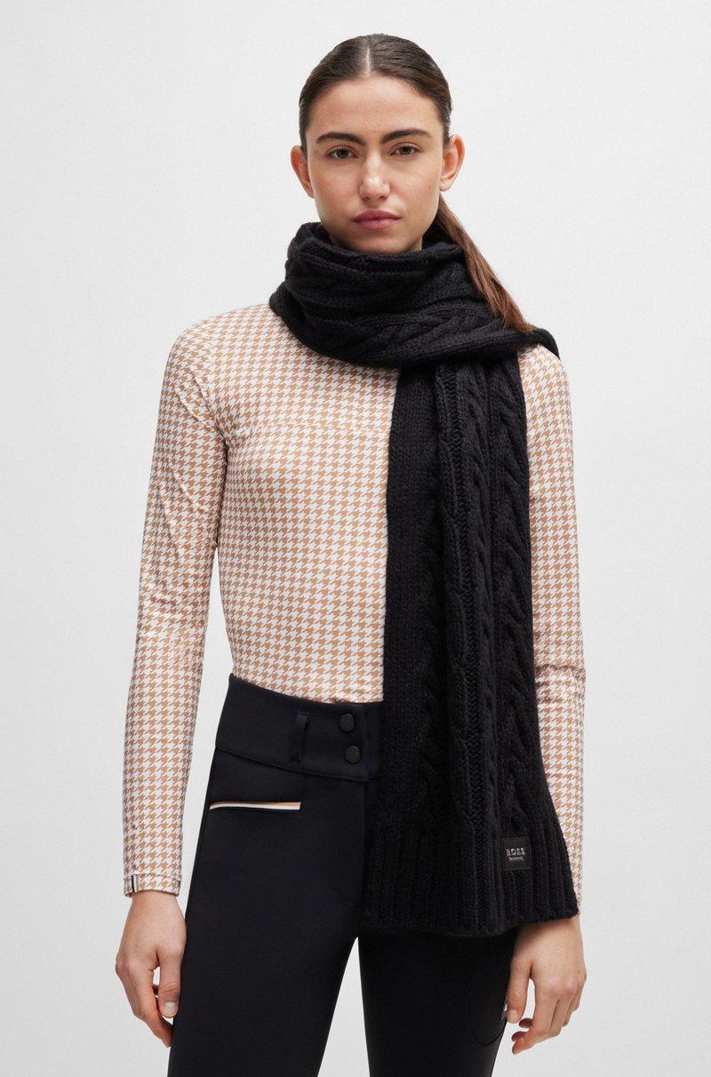 Hugo Boss Bufanda De Equitación En Punto Trenzado Con Parche De Logo