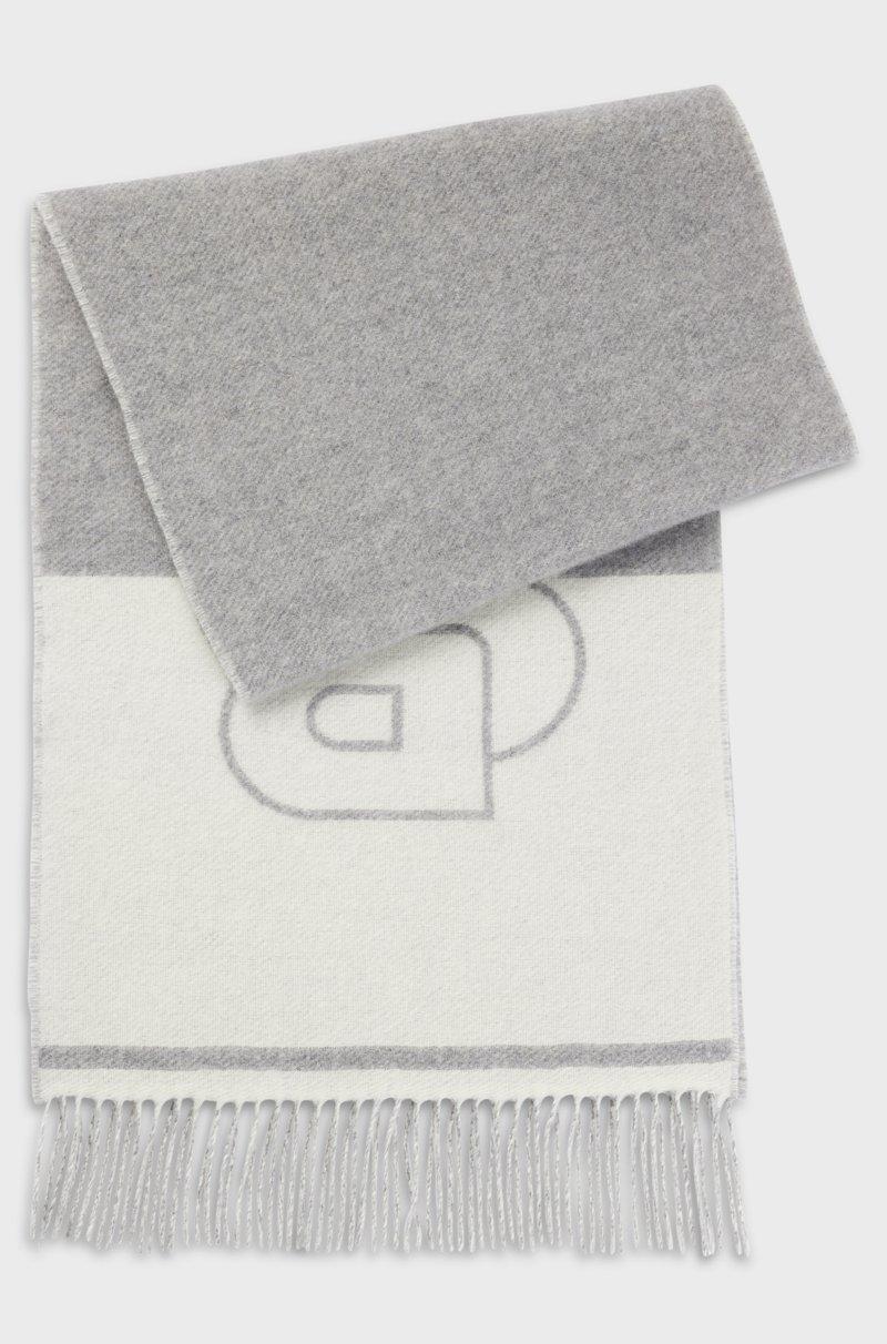 Hugo Boss Bufanda de mezcla de lana con monograma Double B