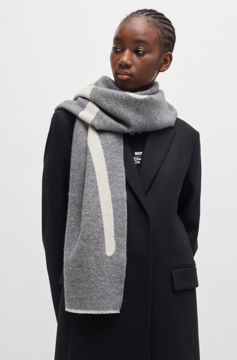 Hugo Boss Bufanda En Mezcla De Lana Con Detalle De Logo