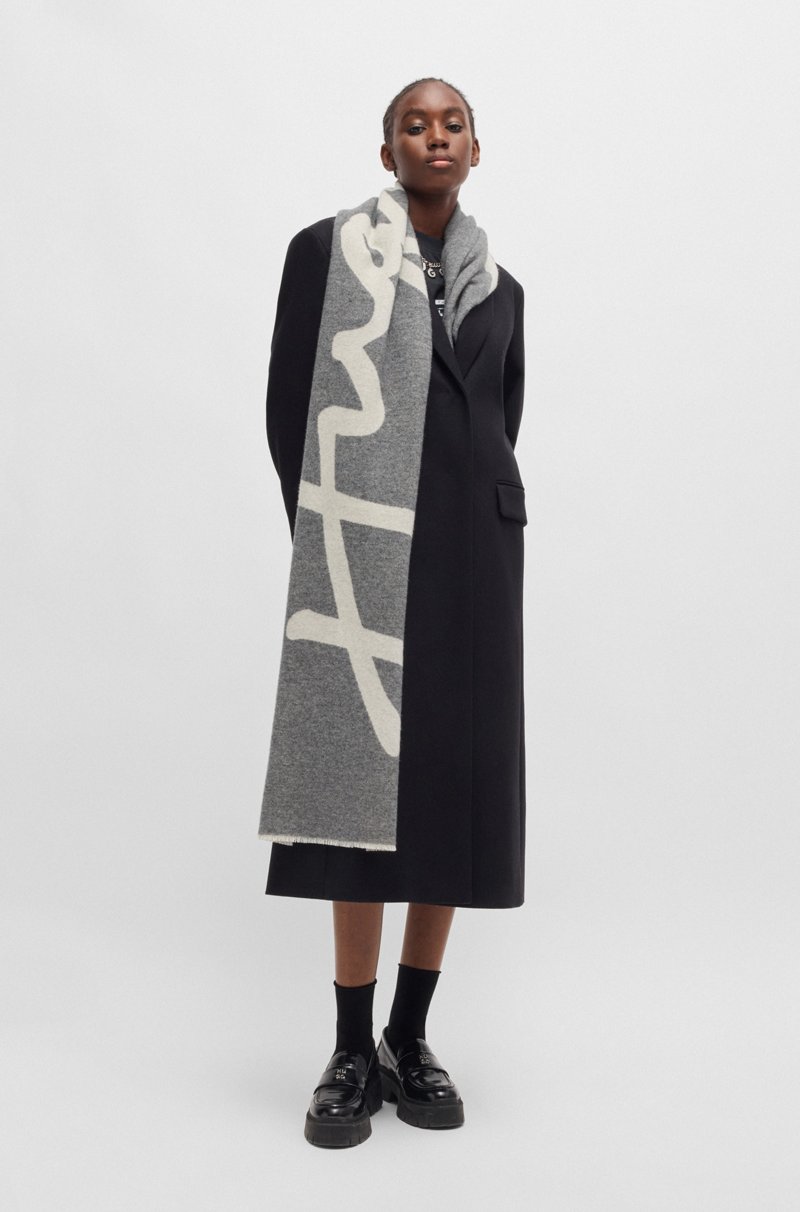 Hugo Boss Bufanda En Mezcla De Lana Con Detalle De Logo