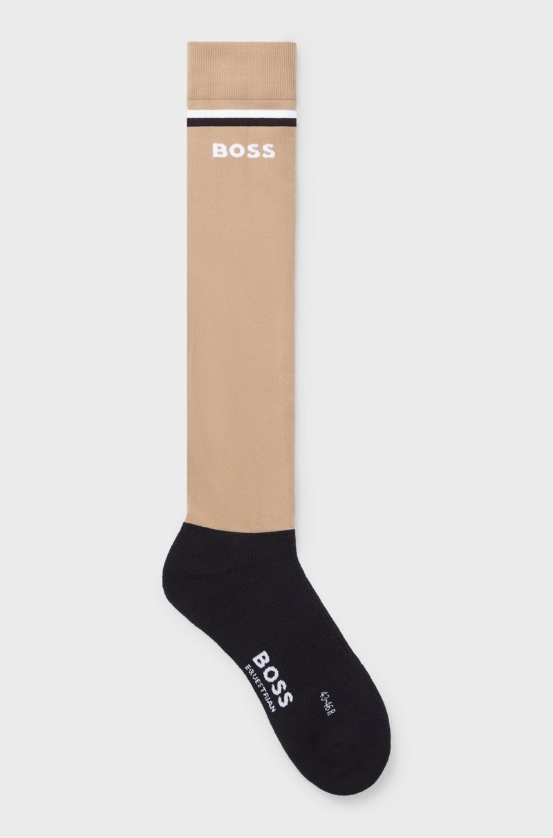 Hugo Boss Calcetines de equitación con rayas y logo de la marca