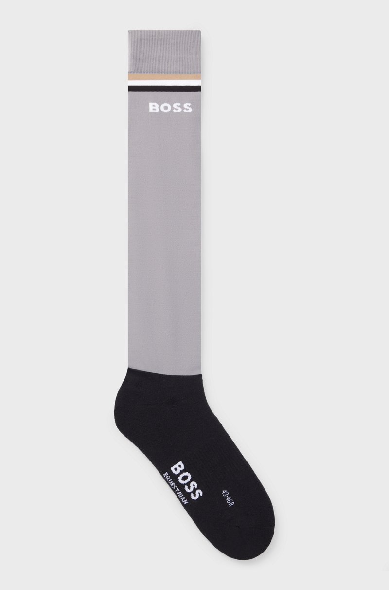 Hugo Boss Calcetines de equitación con rayas y logo de la marca