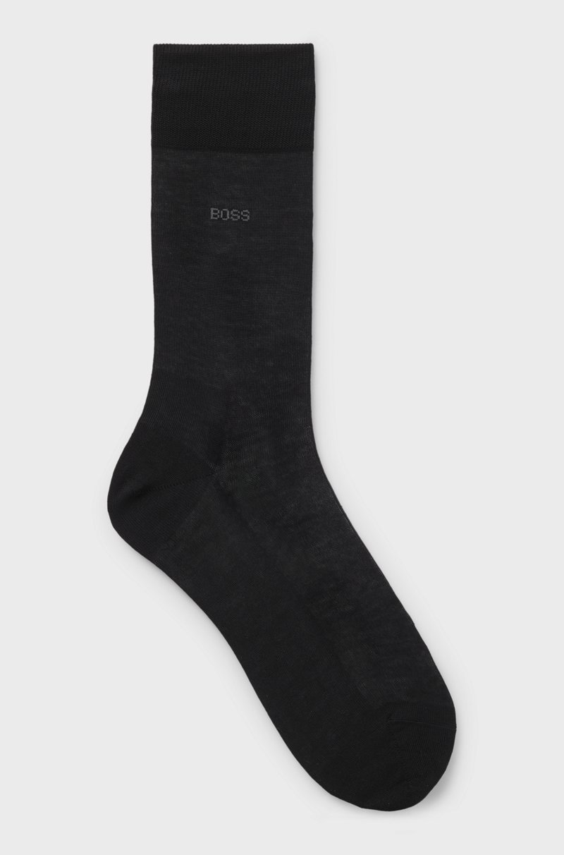 Hugo Boss Calcetines de largo normal en algodón egipcio mercerizado con logo