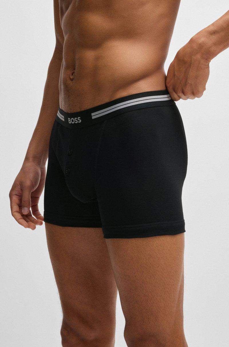 Hugo Boss Calzoncillos De Canalé De Algodón Con Logo En La Cintura