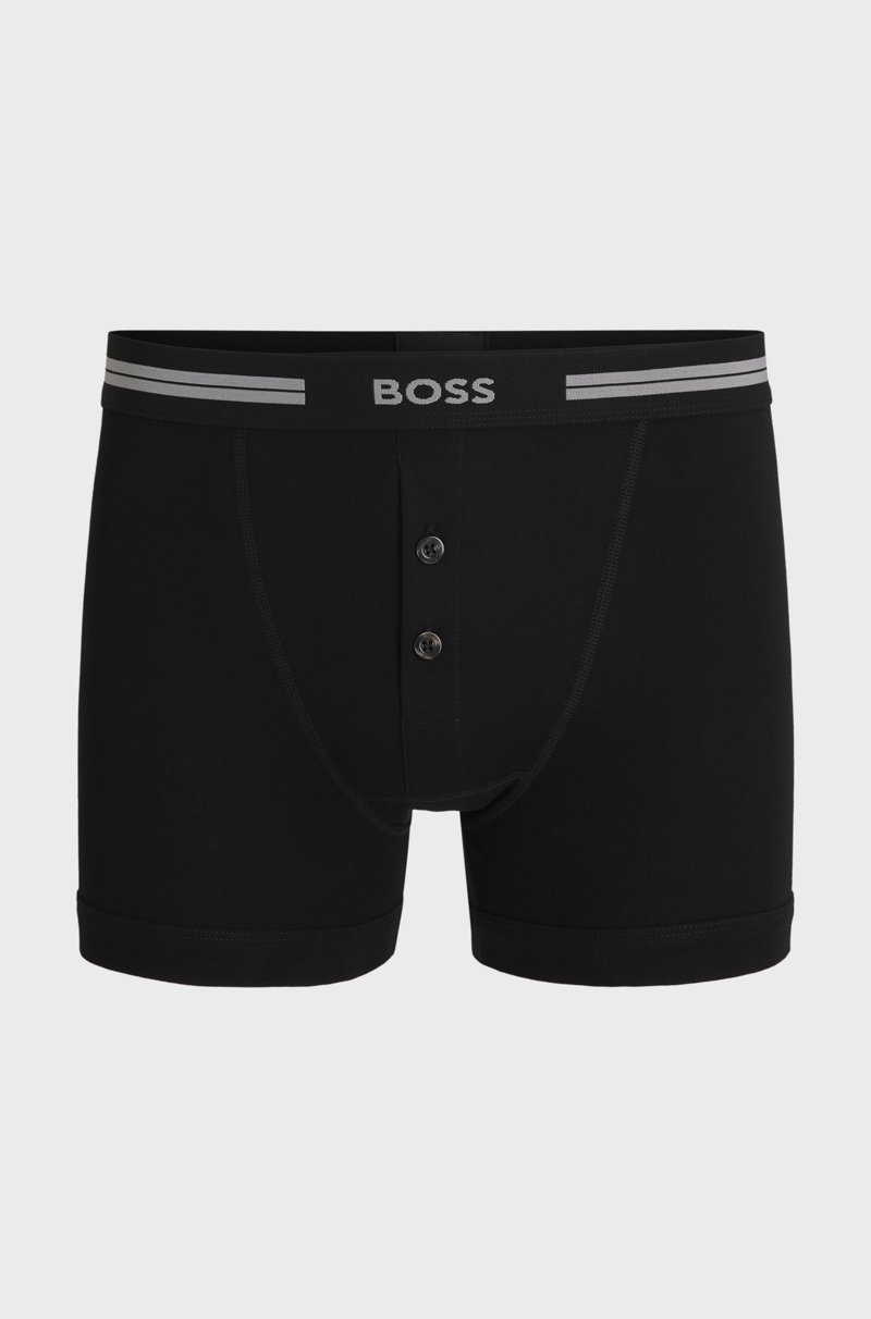 Hugo Boss Calzoncillos De Canalé De Algodón Con Logo En La Cintura