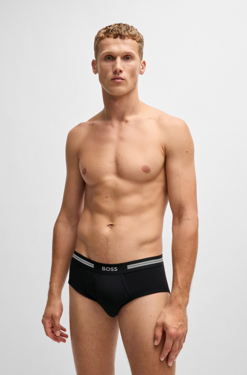 Hugo Boss Calzoncillos Slip En Canalé De Algodón Con Bragueta Y Logo En La Cintura