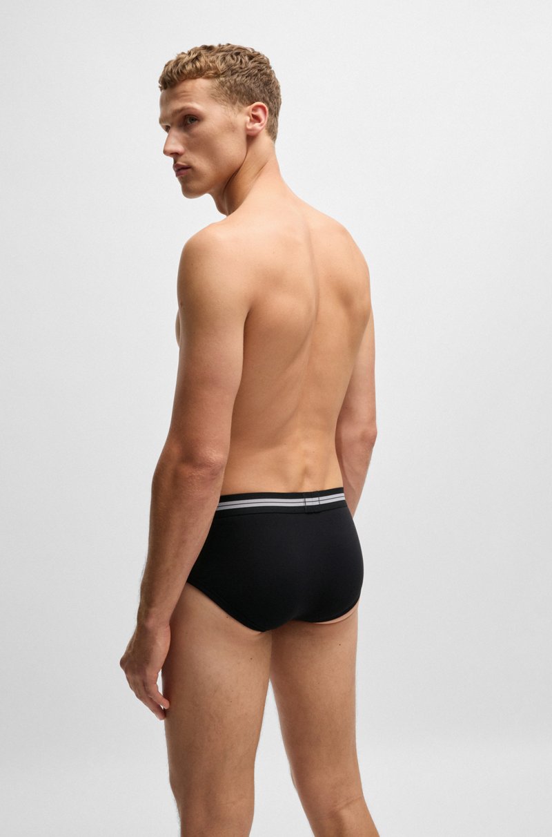 Hugo Boss Calzoncillos Slip En Canalé De Algodón Con Bragueta Y Logo En La Cintura