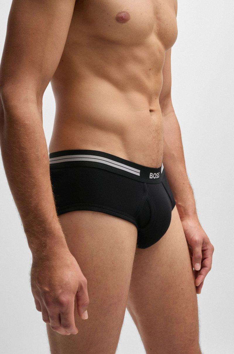 Hugo Boss Calzoncillos Slip En Canalé De Algodón Con Bragueta Y Logo En La Cintura