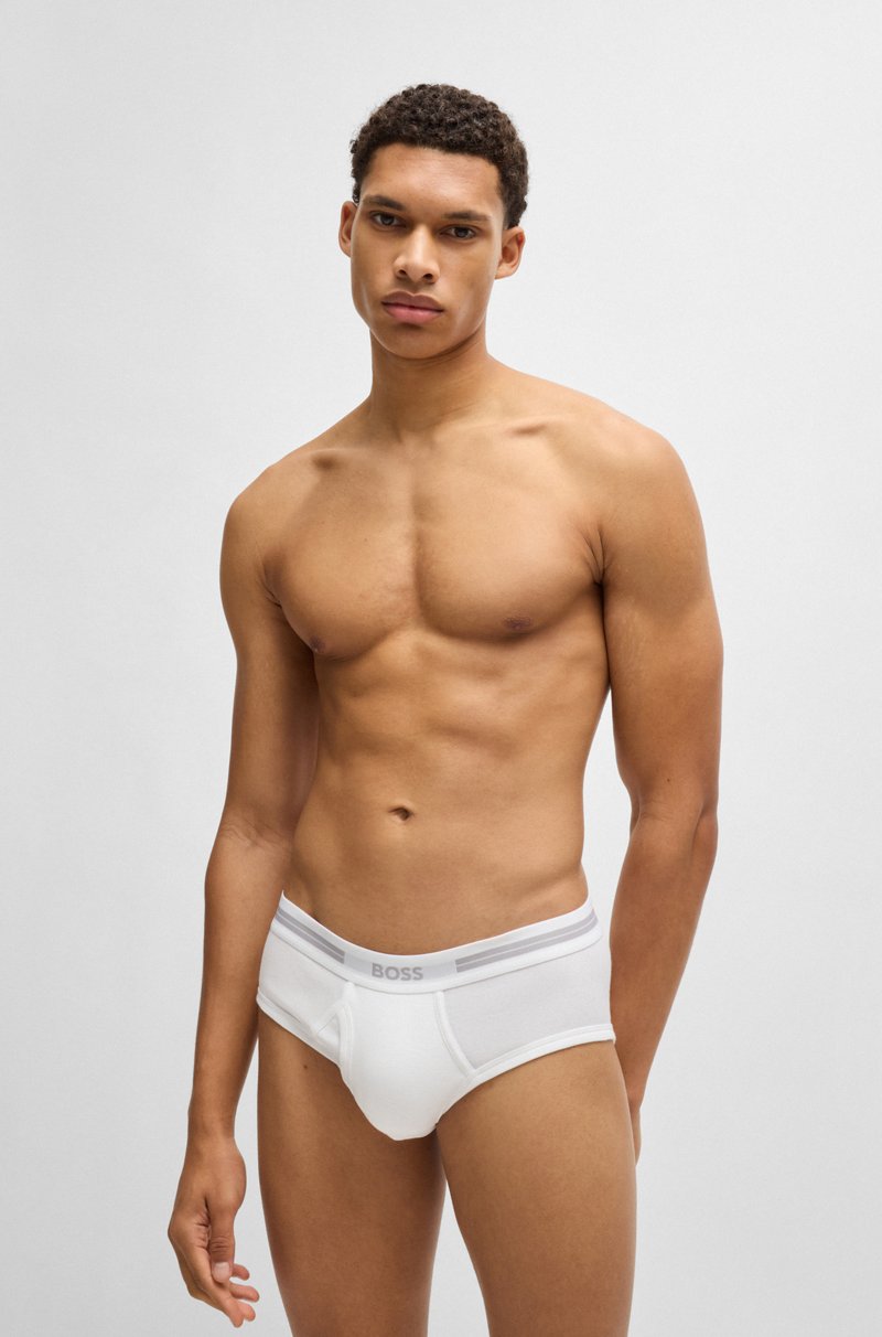 Hugo Boss Calzoncillos Slip En Canalé De Algodón Con Bragueta Y Logo En La Cintura