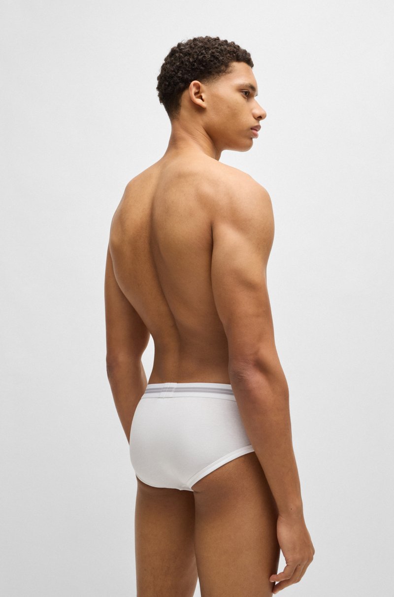 Hugo Boss Calzoncillos Slip En Canalé De Algodón Con Bragueta Y Logo En La Cintura