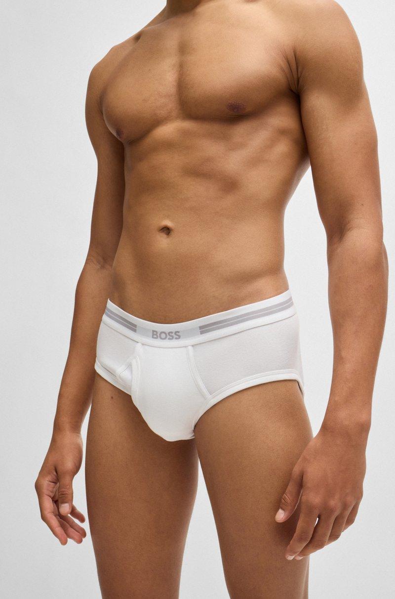 Hugo Boss Calzoncillos Slip En Canalé De Algodón Con Bragueta Y Logo En La Cintura