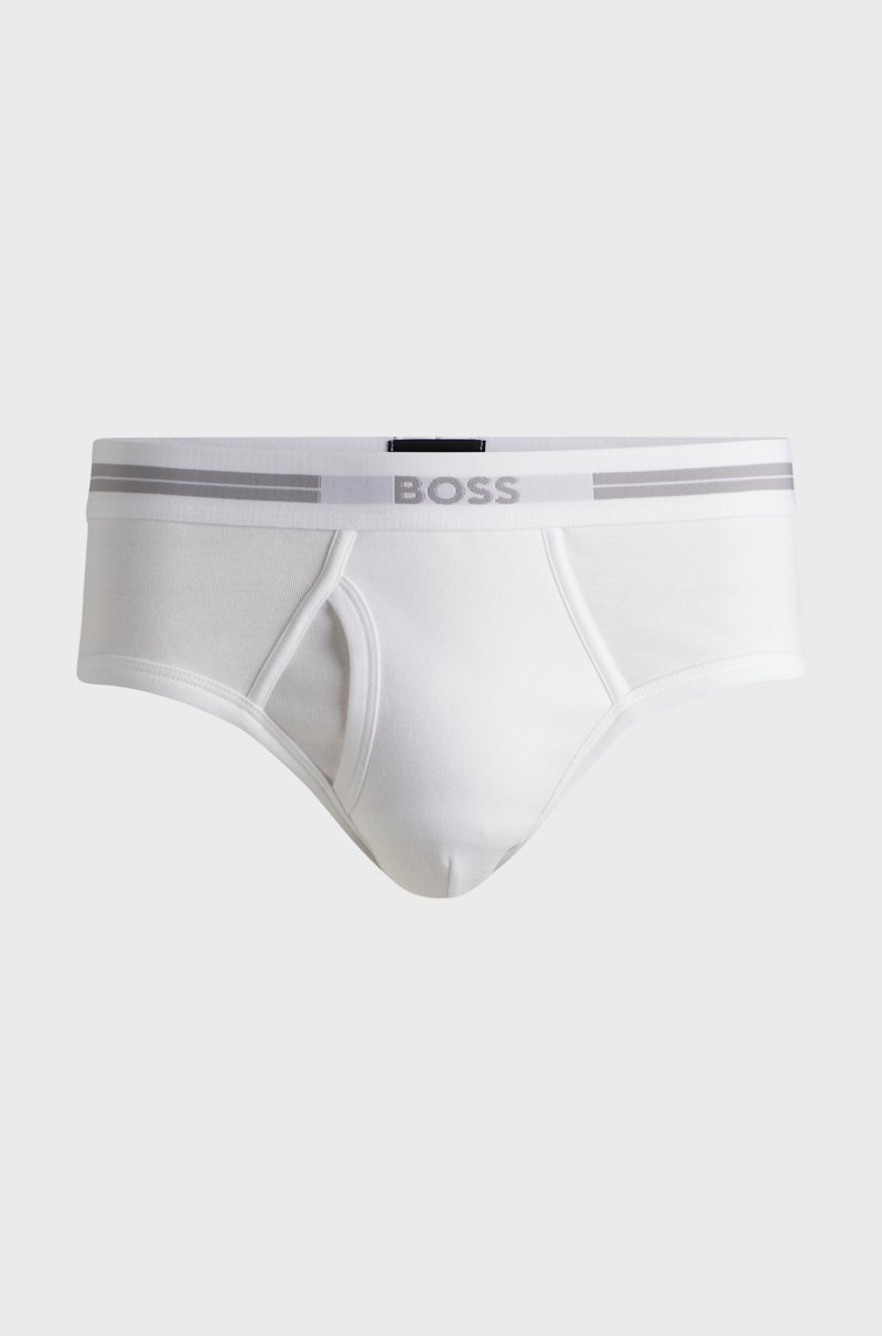 Hugo Boss Calzoncillos slip en canalé de algodón con bragueta y logo en la cintura