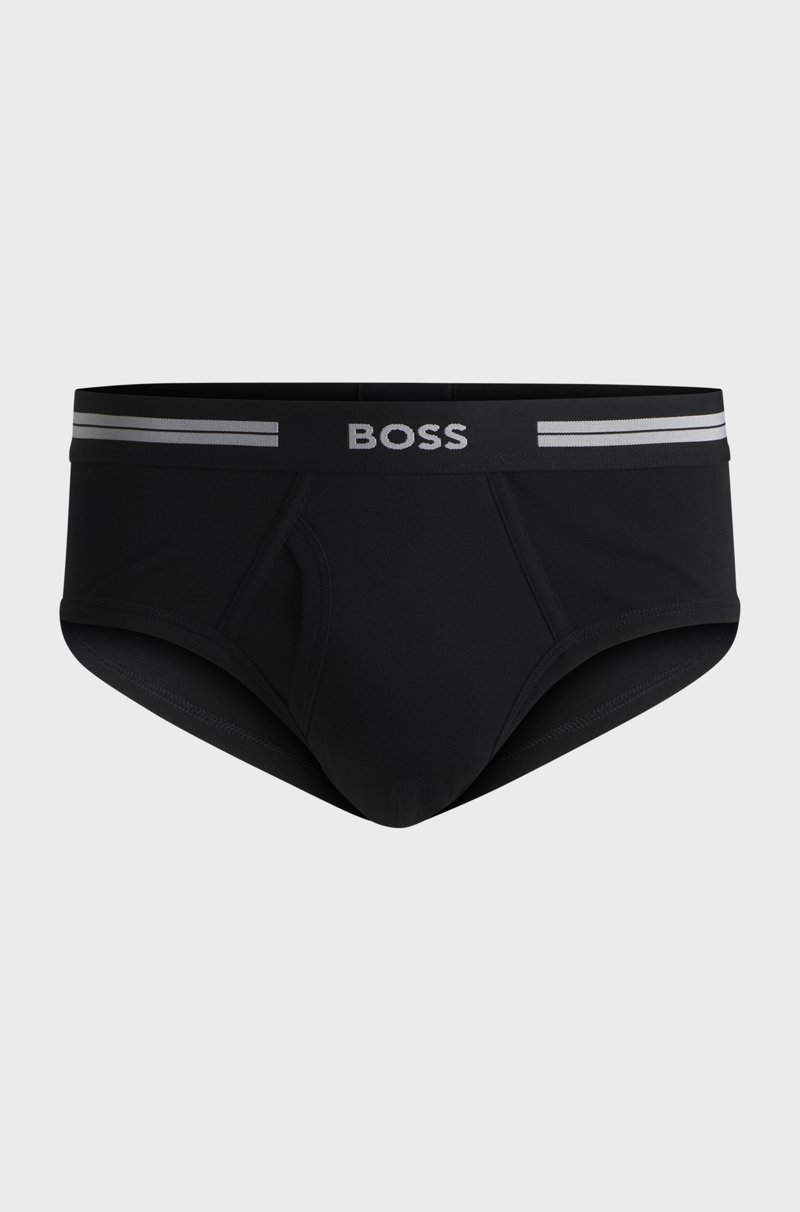 Hugo Boss Calzoncillos slip en canalé de algodón con bragueta y logo en la cintura