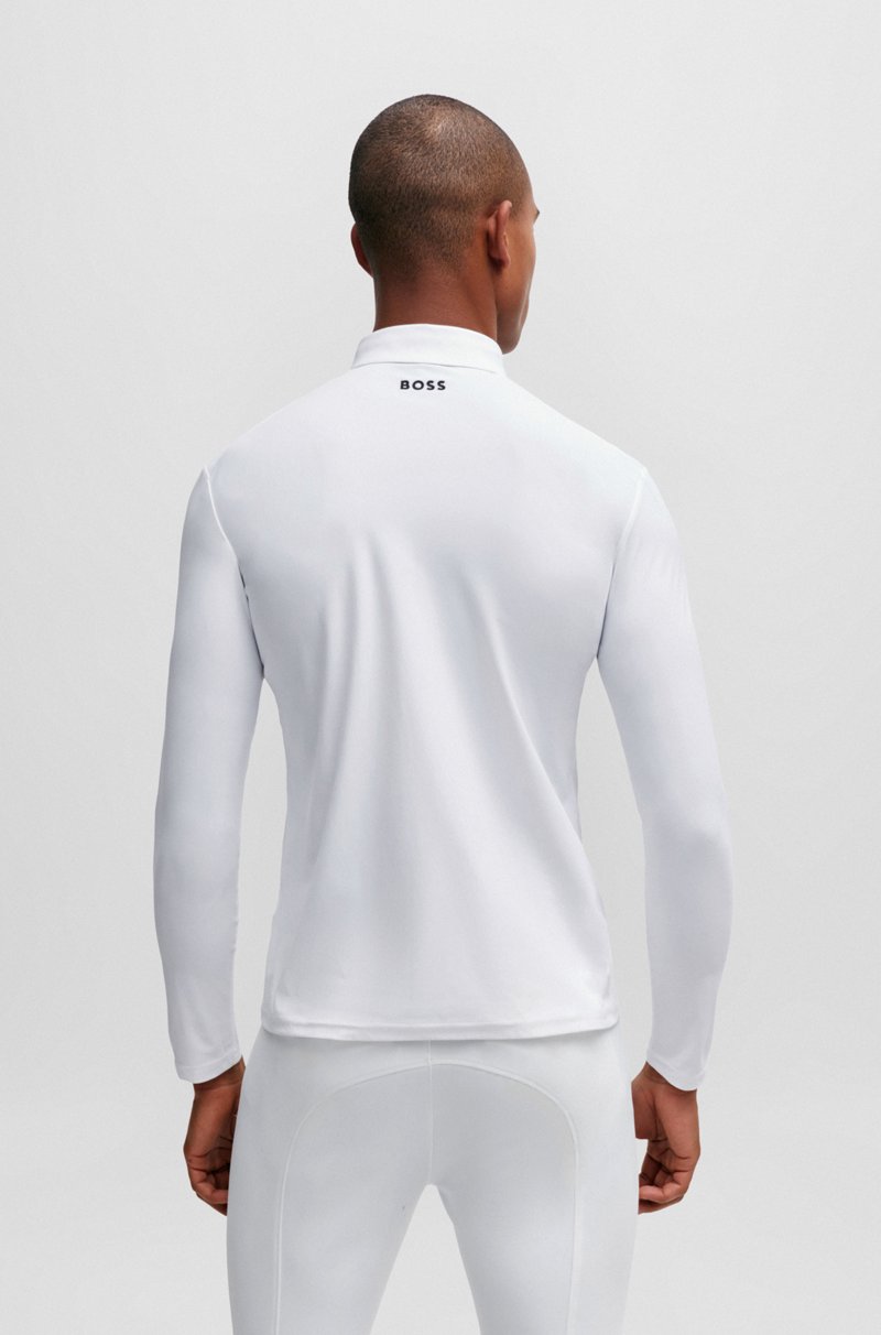 Hugo Boss Camisa Blanca De Exhibición Para Equitación Con Detalles De Rayas De La Marca