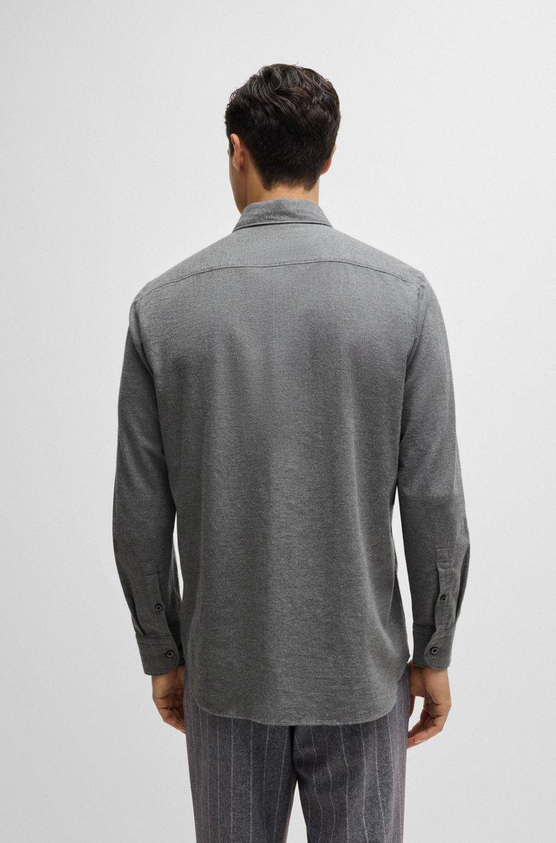 Hugo Boss Camisa Casual Fit En Sarga De Algodón Con Cuello Kent