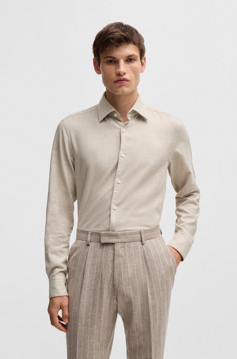 Hugo Boss Camisa casual fit en sarga de algodón con cuello Kent