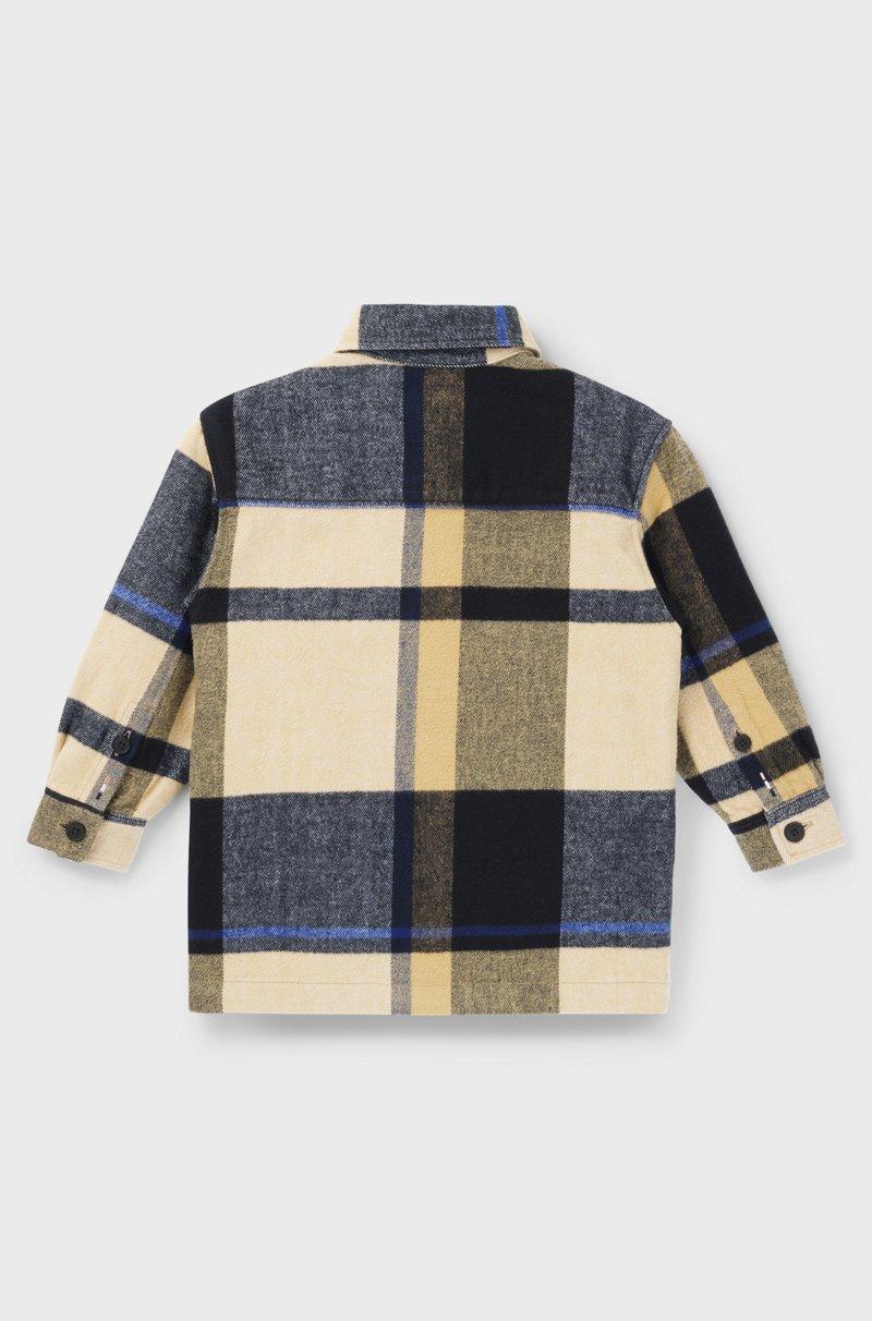 Hugo Boss Camisa De Algodón A Cuadros Para Niños Con Bolsillo De La Marca