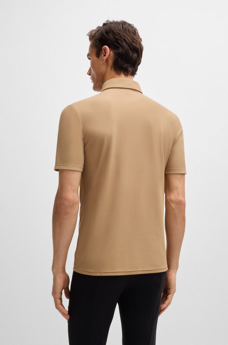 Hugo Boss Camisa De Entrenamiento Para Equitación En Piqué Elástico Con Tapeta De Cremallera