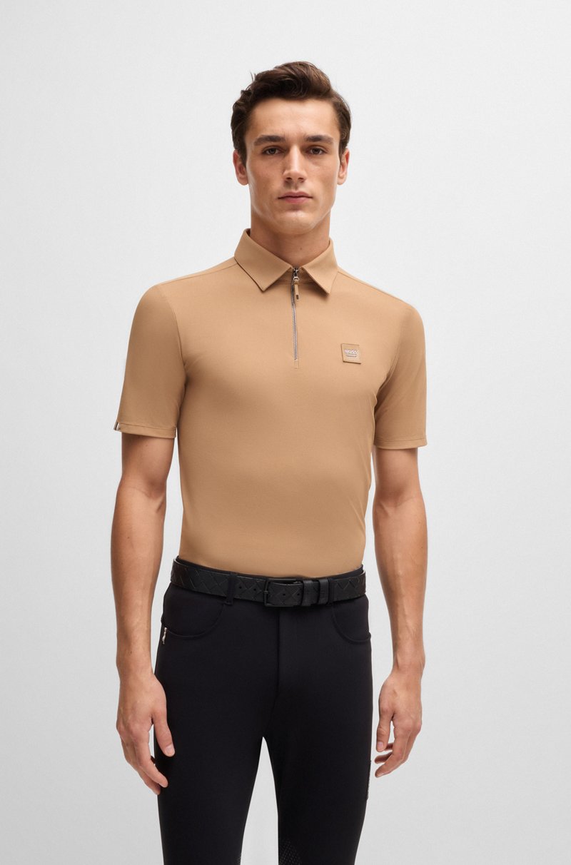 Hugo Boss Camisa de entrenamiento para equitación en piqué elástico con tapeta de cremallera