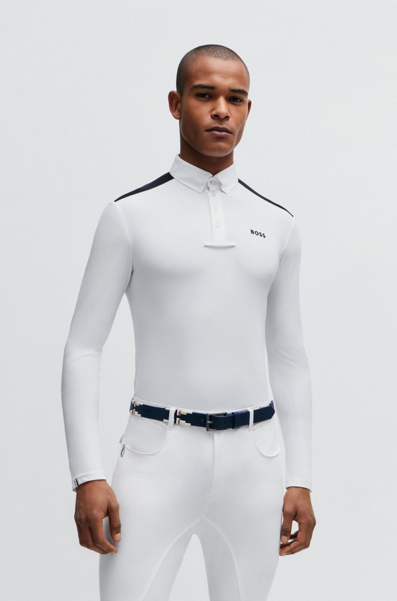 Hugo Boss Camisa de exhibición para equitación con apliques en los hombros y logo