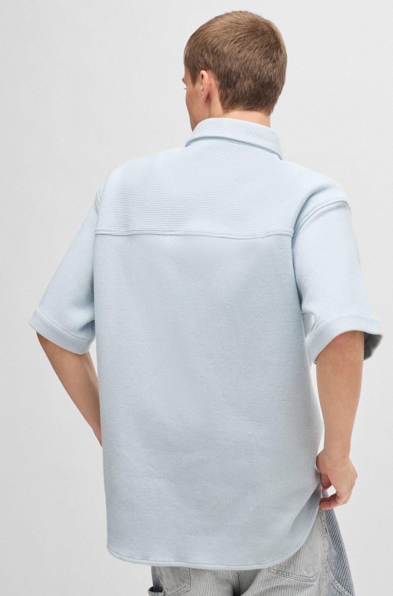 Hugo Boss Camisa De Manga Corta De Algodón Con Estructura De Rejilla
