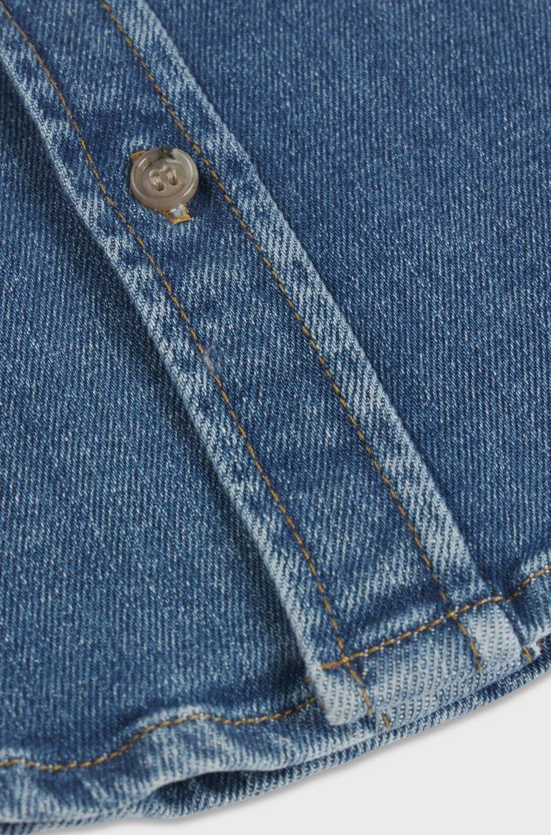 Hugo Boss Camisa De Manga Larga Para Niños En Denim De Algodón Elástico