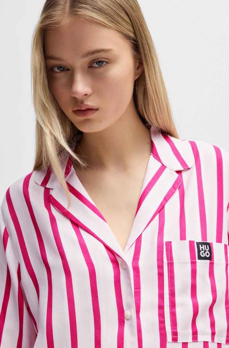 Hugo Boss Camisa De Pijama En Sarga Con Rayas De Jacquard