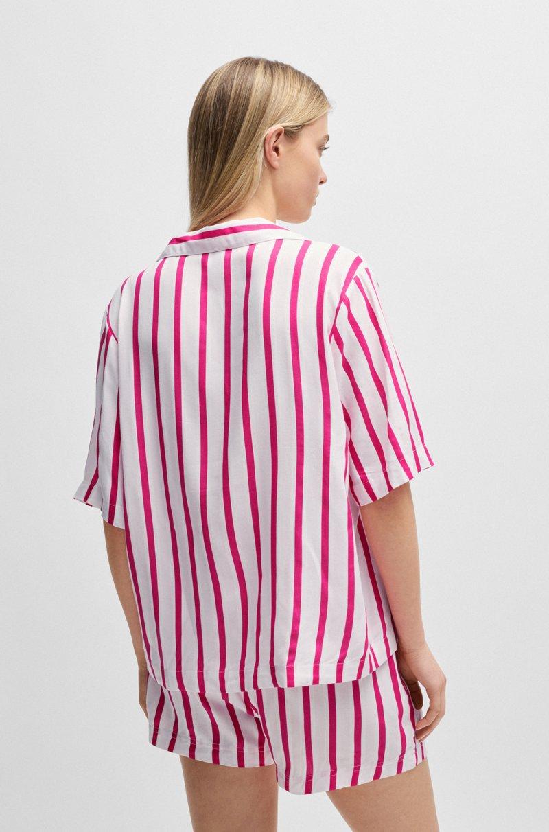 Hugo Boss Camisa De Pijama En Sarga Con Rayas De Jacquard