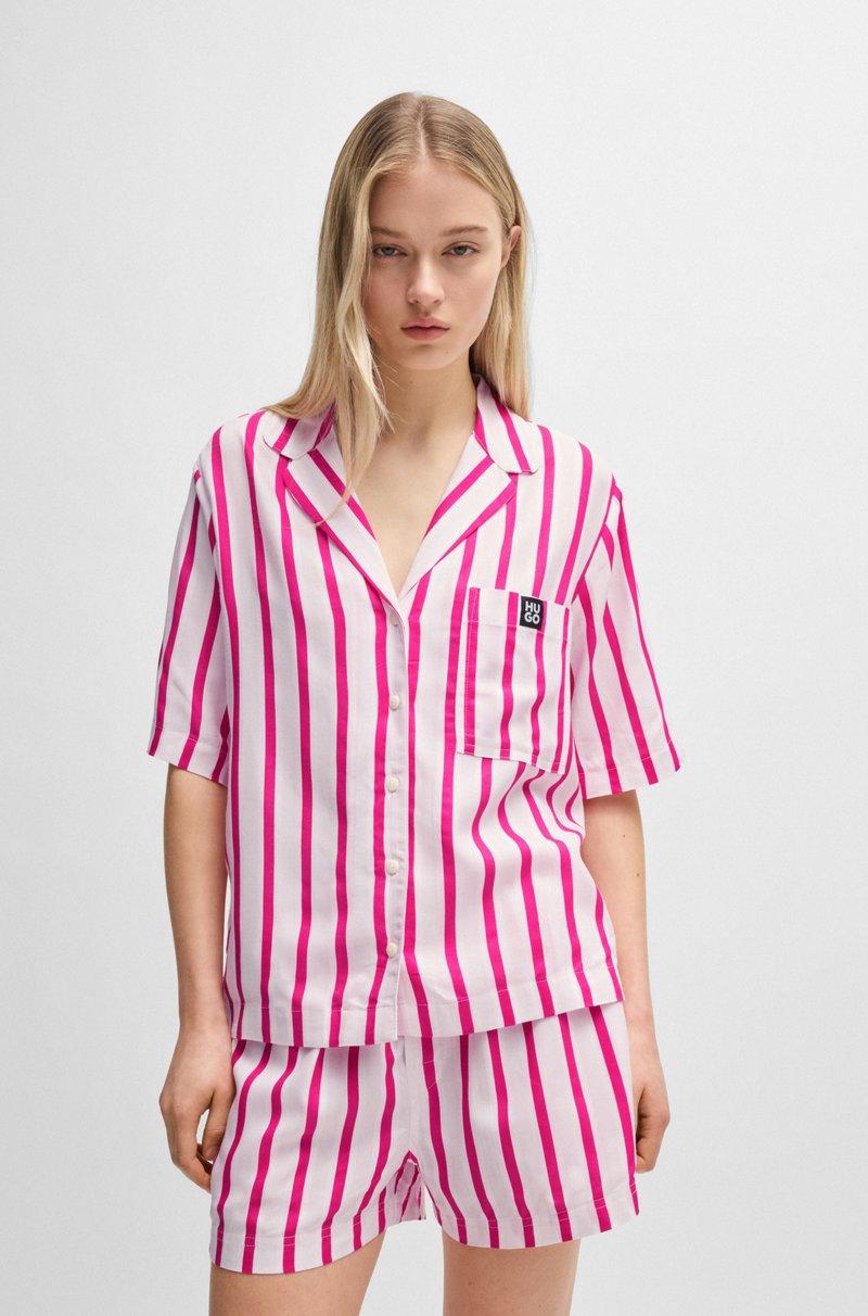 Hugo Boss Camisa de pijama en sarga con rayas de jacquard