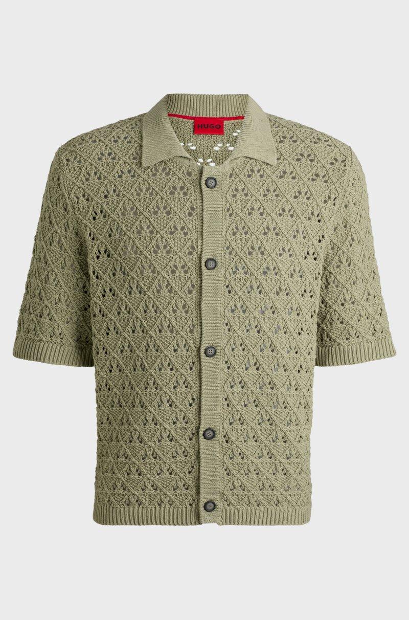 Hugo Boss Camisa de punto de algodón con estructura abierta