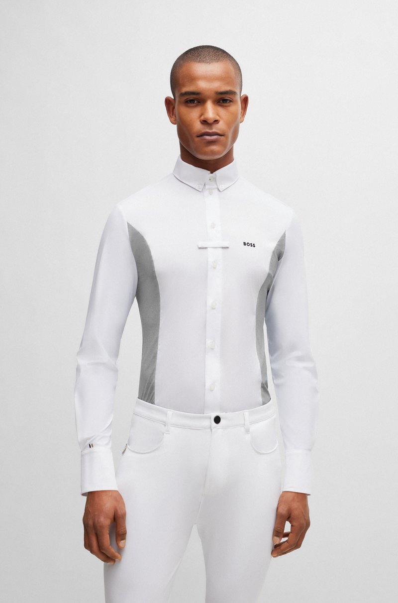 Hugo Boss Camisa De Torneo De Equitación Con Apliques Jaspeados