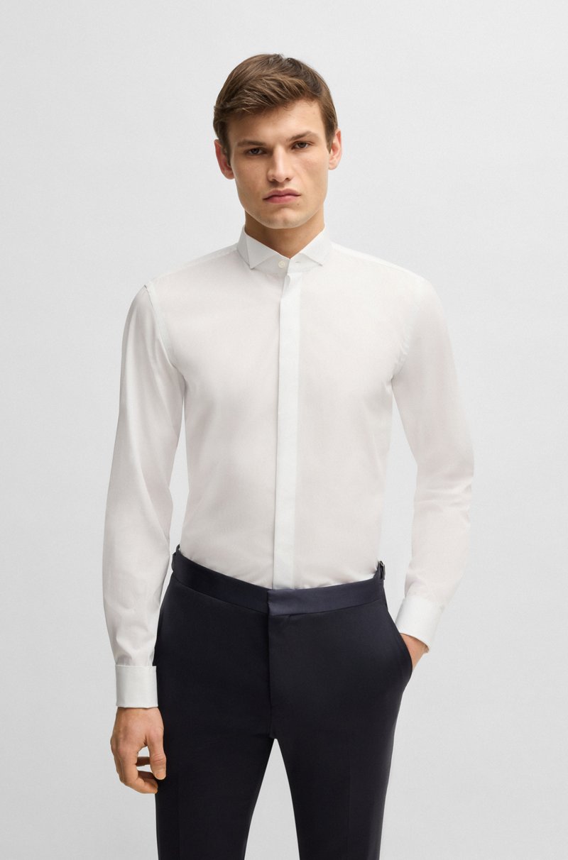Hugo Boss Camisa de vestir slim fit en popelín de algodón de planchado fácil