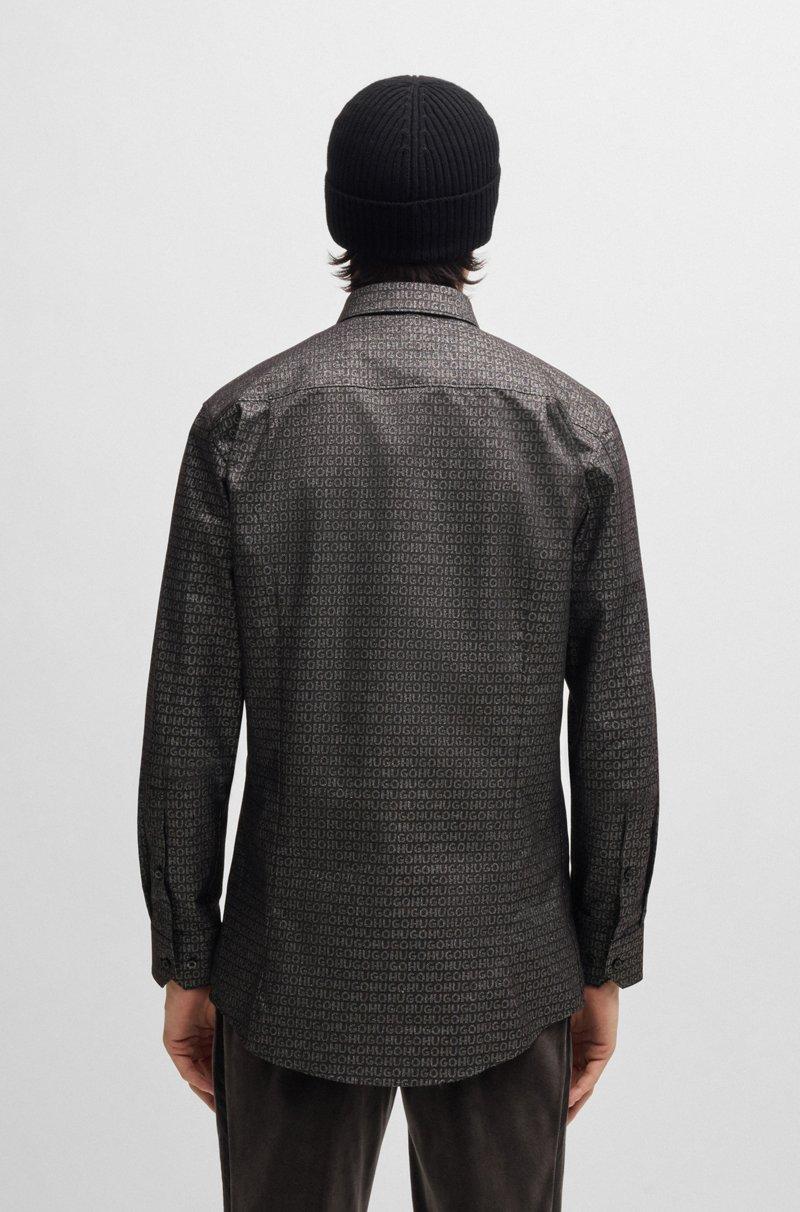 Hugo Boss Camisa Extra Slim Fit De Algodón Con Logos En Jacquard