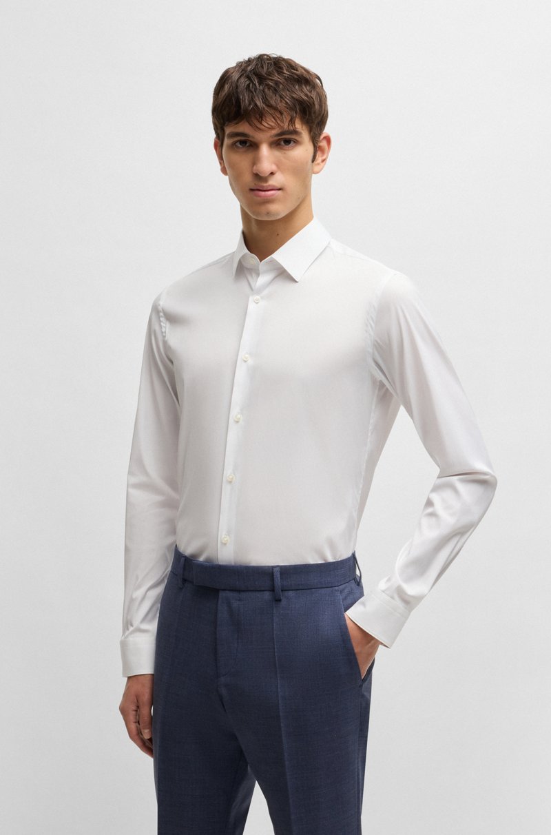 Hugo Boss Camisa extra slim fit de popelín de mezcla de algodón de planchado fácil