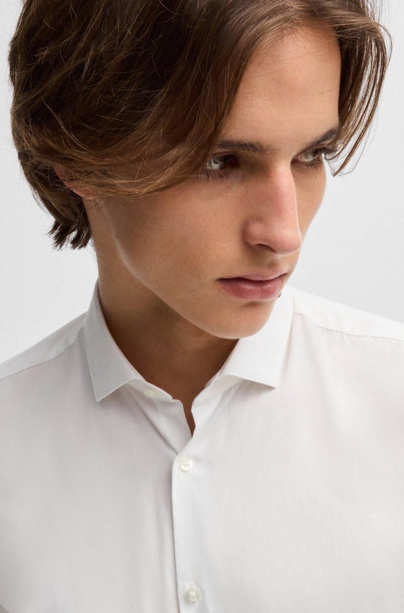 Hugo Boss Camisa Extra Slim Fit En Popelín De Algodón Con Cuello Italiano