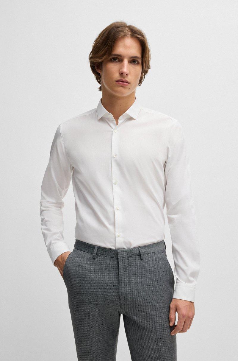 Hugo Boss Camisa extra slim fit en popelín de algodón con cuello italiano
