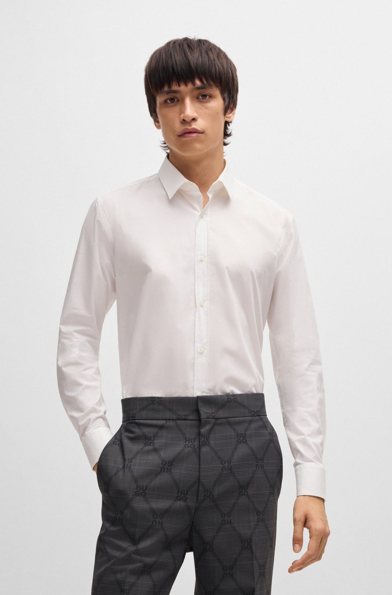 Hugo Boss Camisa extra slim fit en popelín de algodón elástico