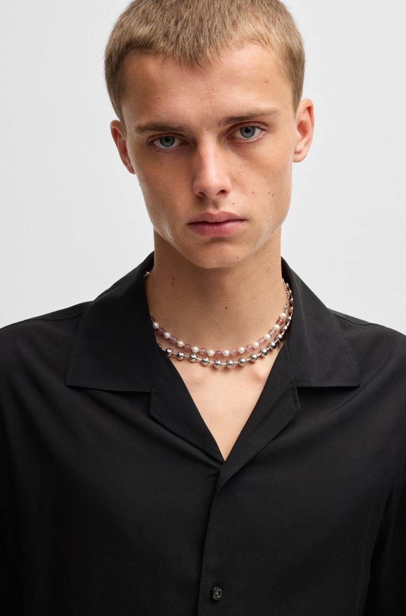 Hugo Boss Camisa Oversize Fit Con Logos Ahumados Estampados En El Dobladillo