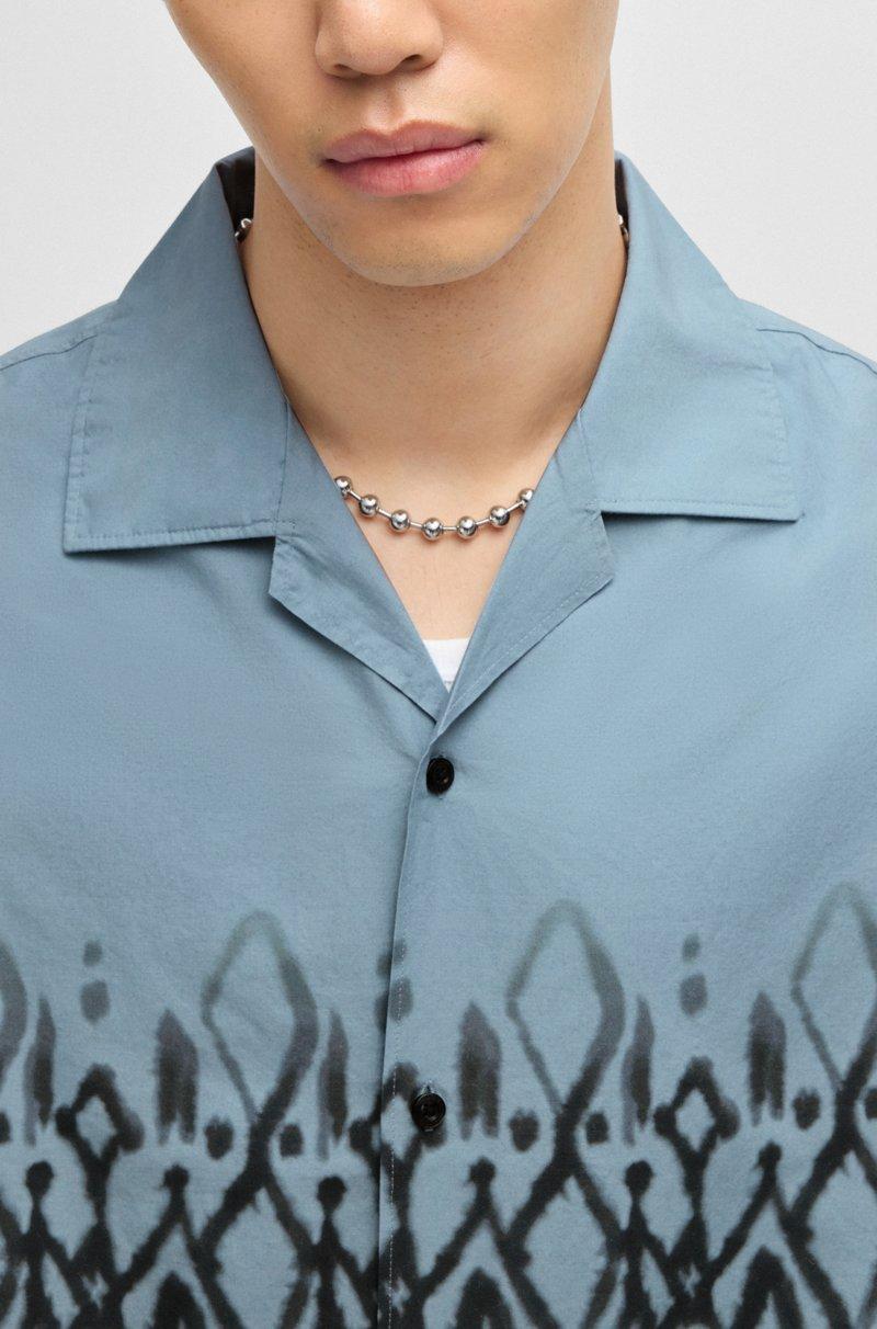 Hugo Boss Camisa Oversize Fit De Algodón Con Estampado Pintado A Mano