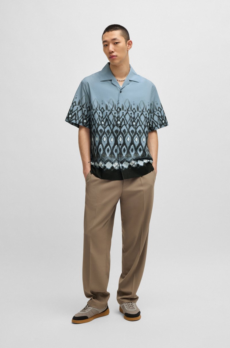 Hugo Boss Camisa Oversize Fit De Algodón Con Estampado Pintado A Mano