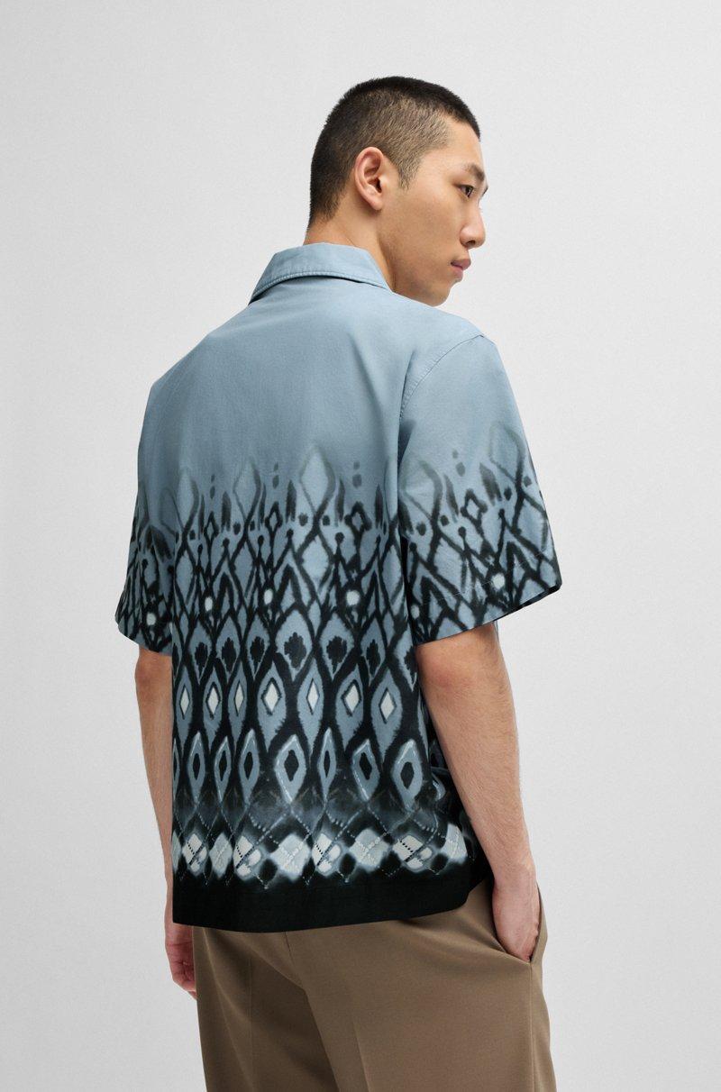 Hugo Boss Camisa Oversize Fit De Algodón Con Estampado Pintado A Mano