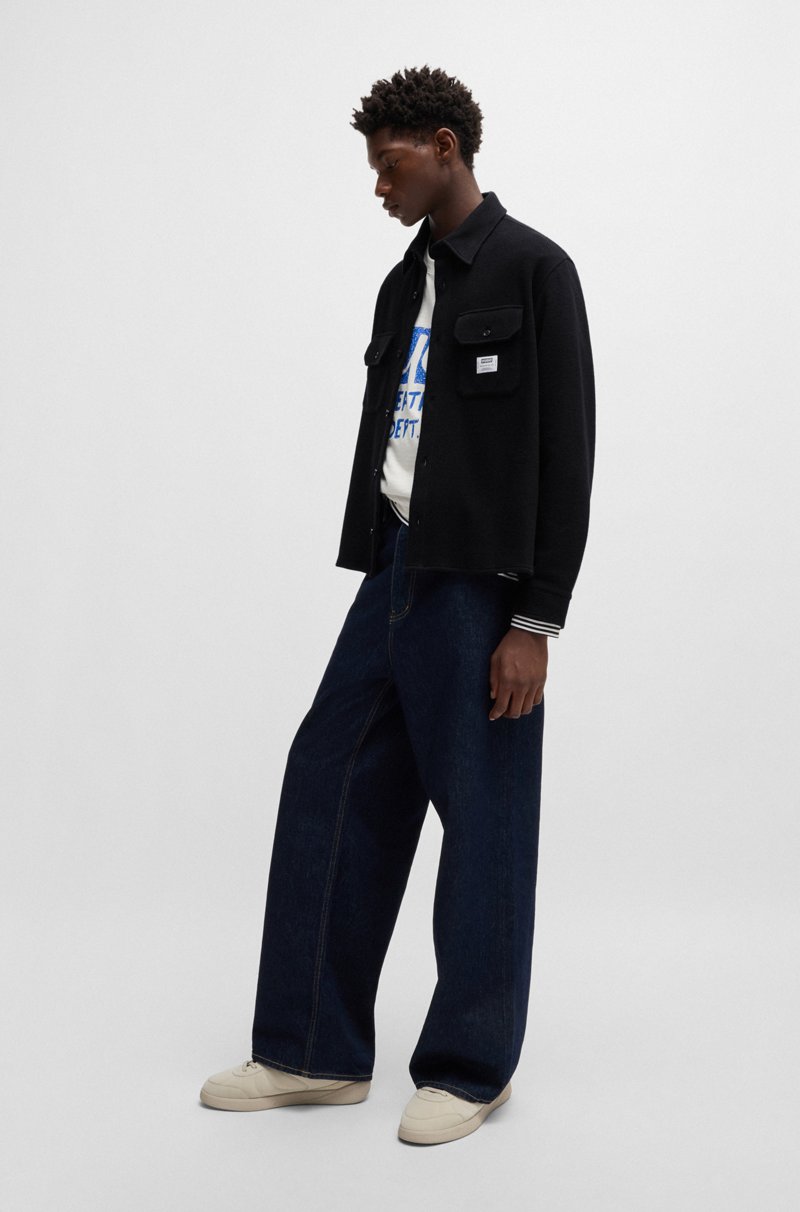 Hugo Boss Camisa Oversize Fit De Algodón Con Estructura